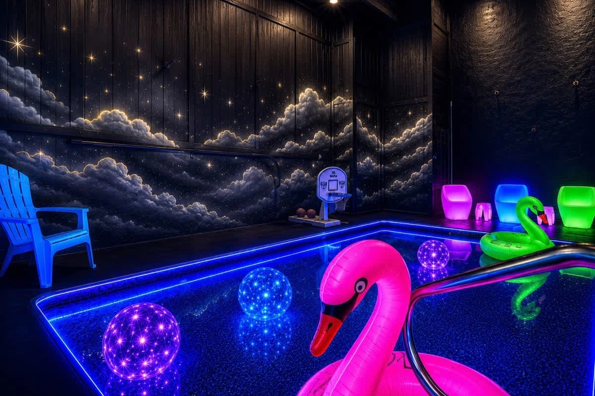 Big Star Lodge — glow-lit private indoor pool, Sevierville TN