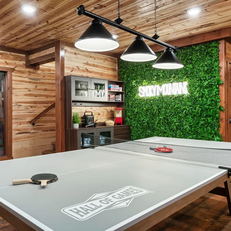 Ping pong table in a game room